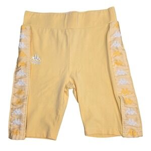 Kappa + Dolls Kill Biker Shorts Women Medium Butter Yellow 222 Banda Utuado Logo